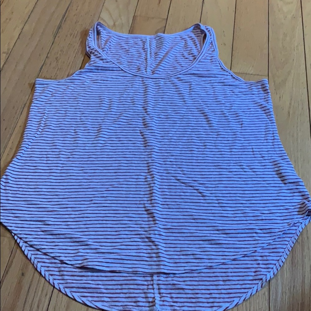 Maroon & white stripe linen tank